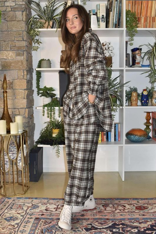 Patrick Plaid Brushed Cotton Demi Bloom Pant Earth